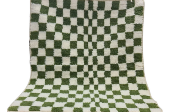 Green Checkered Beni Ouarain Rug