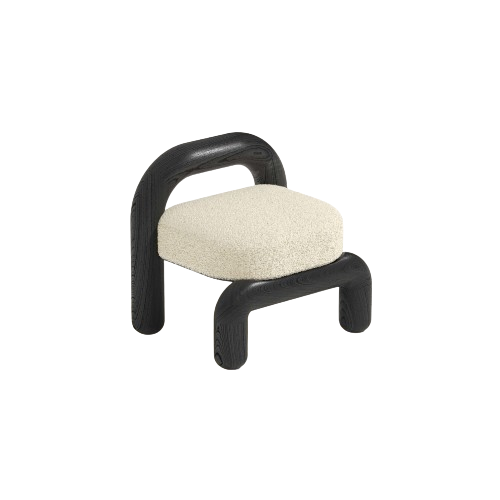 Lithic Lounge Chair Black Oak Cream Boucle - Maha Alavi Studio