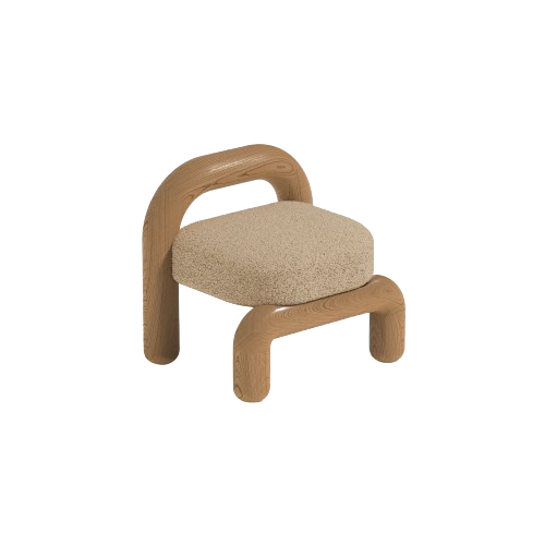 Lithic Lounge Chair White Oak Beige Boucle - Maha Alavi Studio
