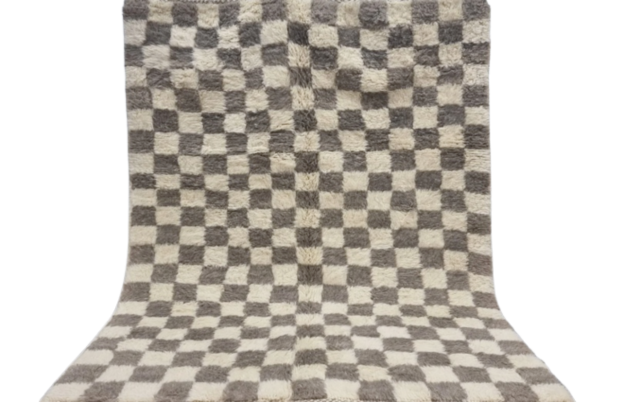 Gray Checkered Beni Ouarain Rug
