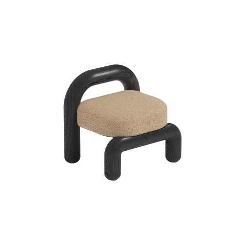 Lithic Lounge Chair Black Oak Beige Boucle - Maha Alavi Studio